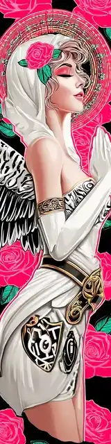 Free angel bookmark featuring an angel with white hair